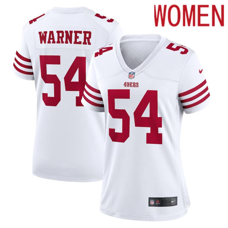 Women San Francisco 49ers #54 Fred Warner Nike White Player Game NFL Jersey